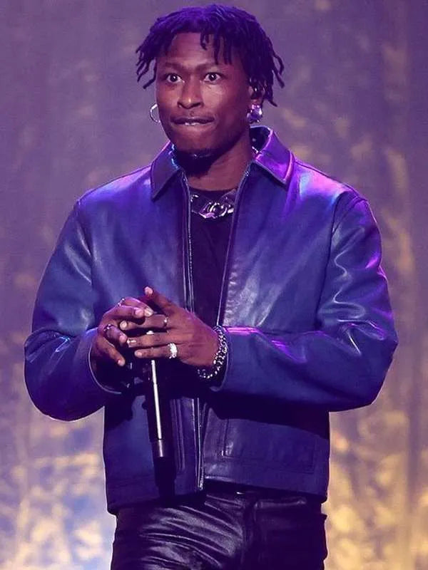 Soulful Celebration 2025 Lucky Daye Blue Leather Jacket