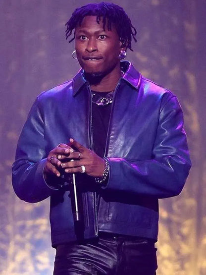 Soulful Celebration 2025 Lucky Daye Blue Leather Jacket