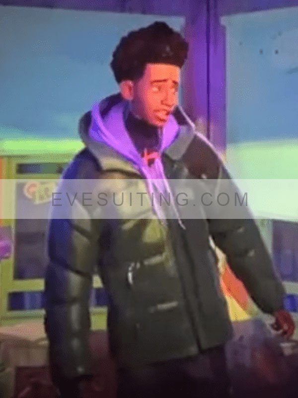 Spider-Man Across The Spider-Verse Miles Morales 2023 Shameik Moore Hooded Puffer Jacket