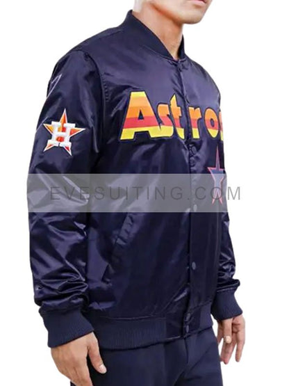 Starter Astros Big Logo Satin Bomber Star Jacket