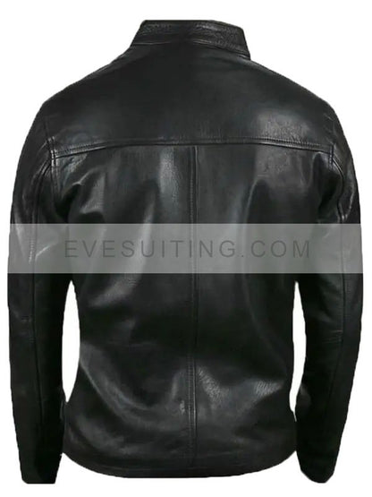 Steve McQueen Le Mans Striped White & Black Leather Jacket