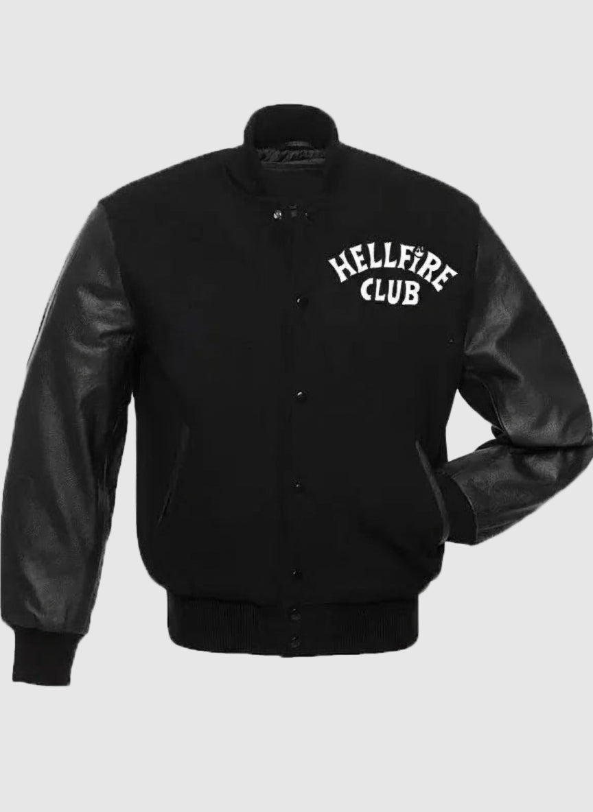 Stranger Things Hellfire Club Black Varsity Jacket