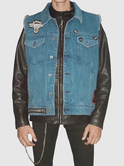 Stranger Things Eddie Munson Denim Jacket with Leather Jacket