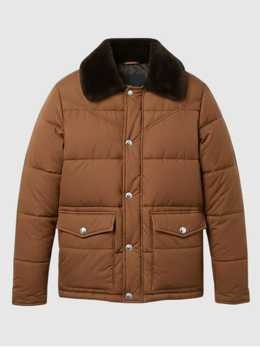 Stranger Things S05 David Harbour Brown Puffer Jacket