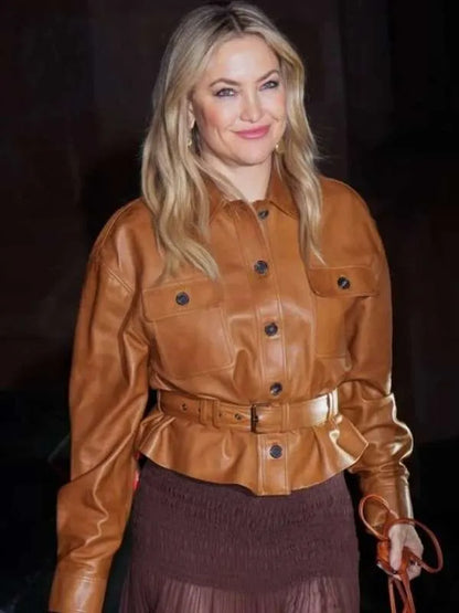 Street Style 2025 Kate Hudson Leather Jacket