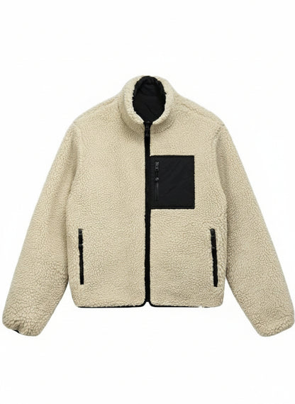 Stussy 8 Ball Reversible White Sherpa Jacket - Recreation