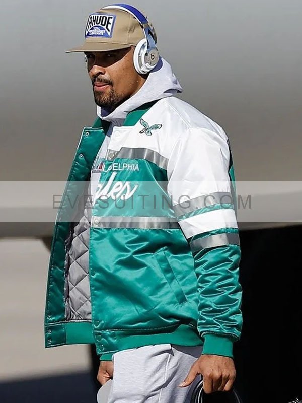 Super Bowl LVII Philadelphia Eagles Jalen Hurts Green And White Jacket