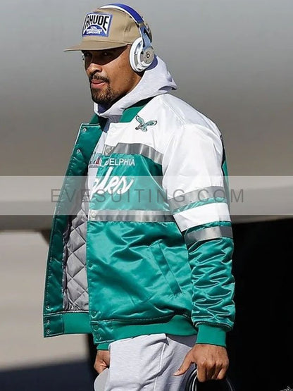 Super Bowl LVII Philadelphia Eagles Jalen Hurts Green And White Jacket