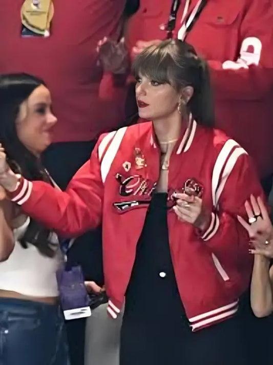 Super Bowl Taylor Swift Chiefs Red Bomber Jacket