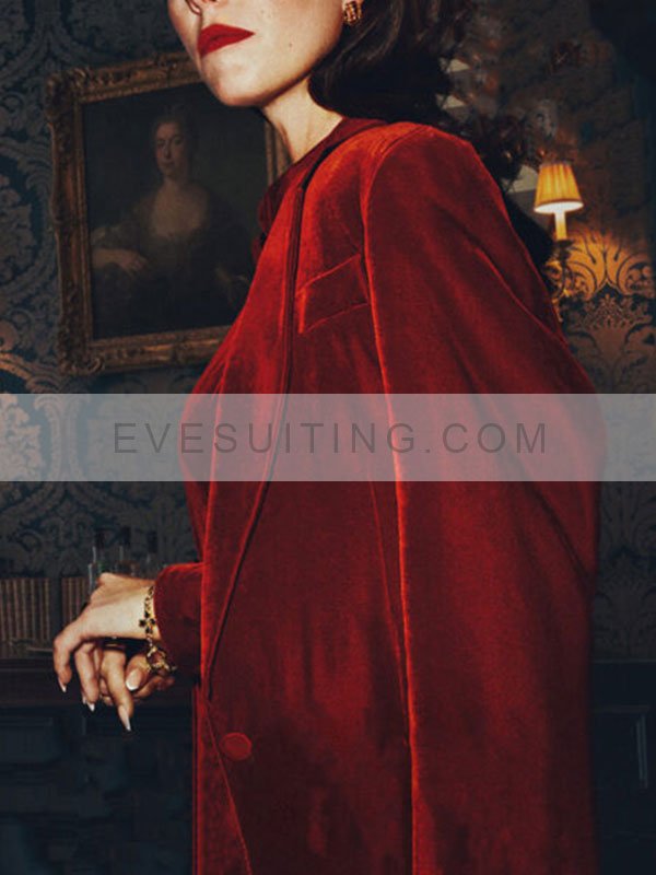 Susie Glass The Gentlemen 2024 Red Velvet Blazer
