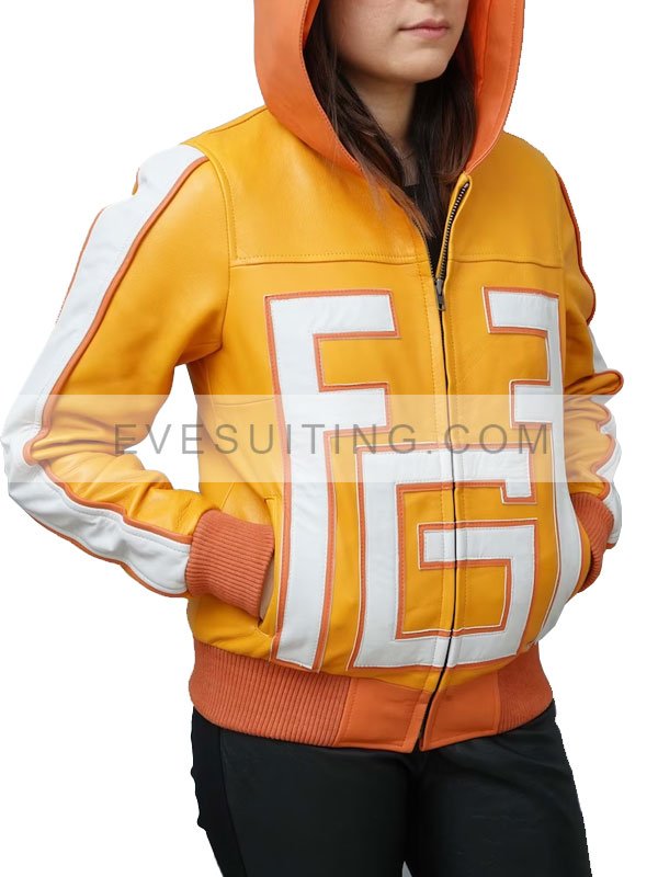 Taishiro Toyomitsu My Hero Academia Handmade Yellow Hooded Fatgum Leather Jacket