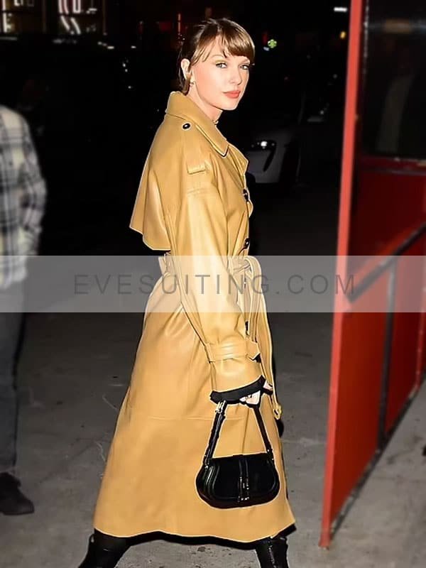 Taylor Swift Belted Leather Coat