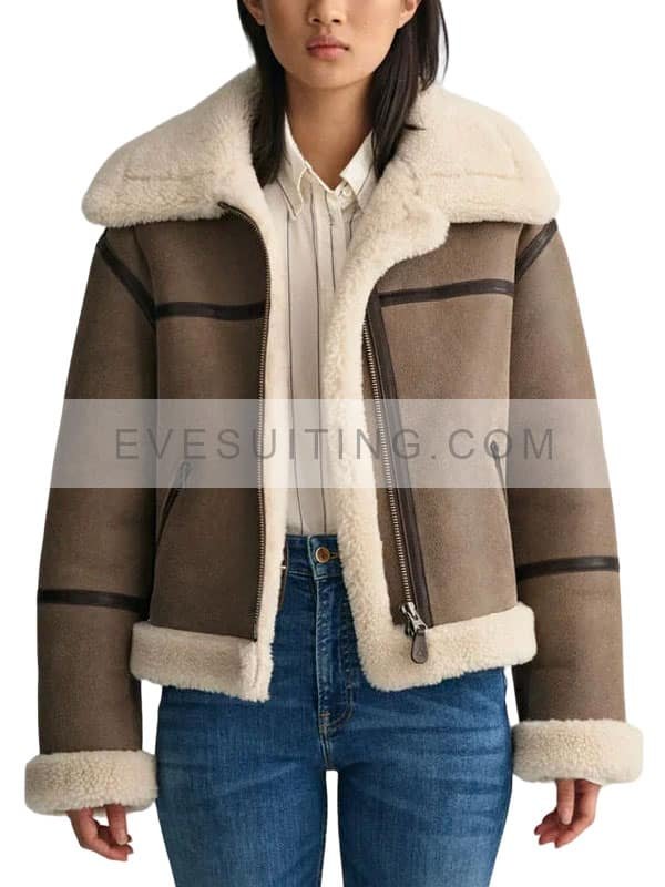 Taylor Swift Brown Leather Shearling Jacket