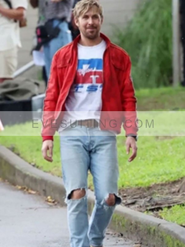 The Fall Guy 2024 Ryan Gosling Red Bomber Jacket