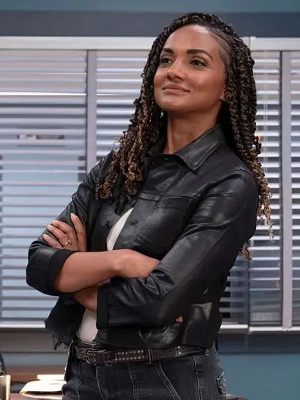 The Rookie 2025 Mekia Cox Black Leather Jacket
