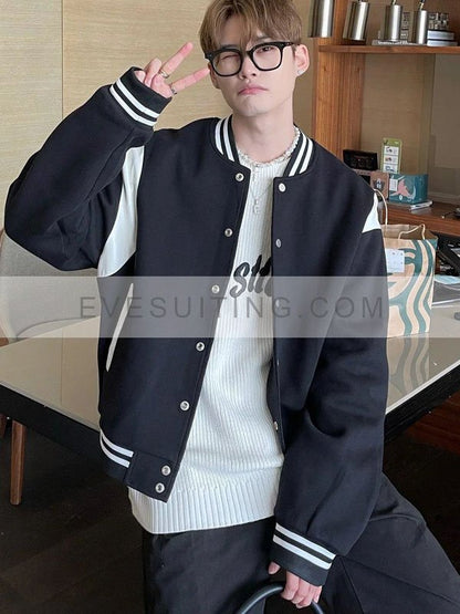 The Sound of Magic Na Il deung Varsity Wool Black Jacket