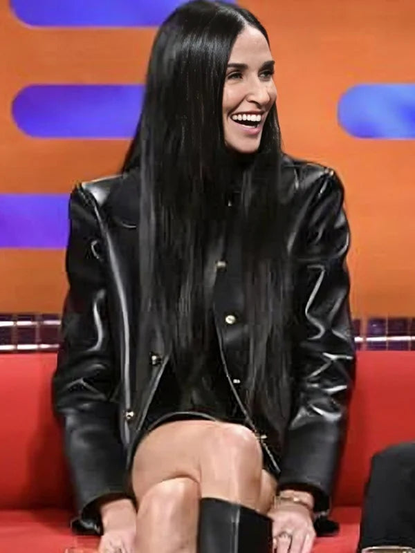 The Substance 2024 Demi Moore Leather Jacket
