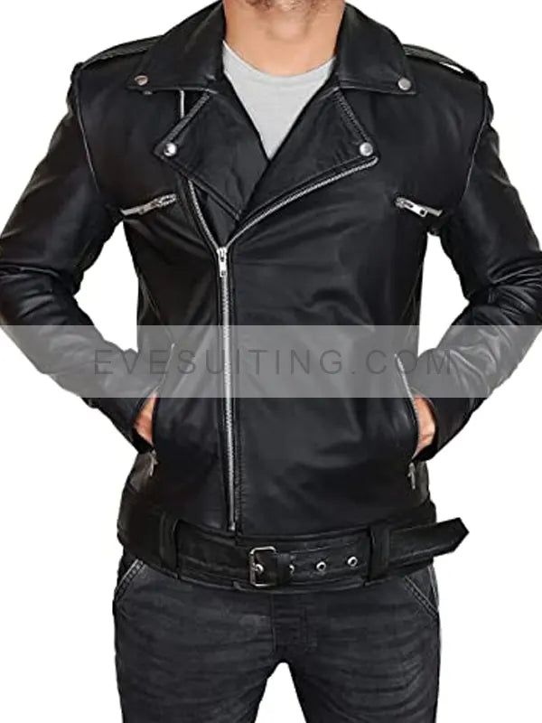 The Walking Dead Negan Black Biker Leather Jacket