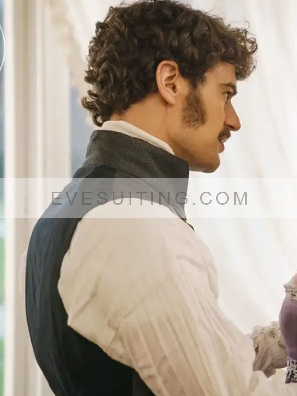 Theo James Movie Mr. Malcolm’s List 2022 Captain Henry Black Wool Vest