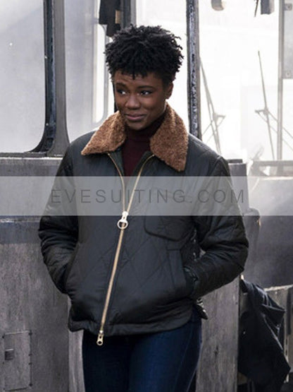 Tiffany Wallace FBI Season 6 Quilted Shearling Collar Jacket