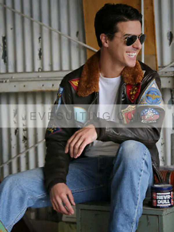Tom Cruise Top Gun Maverick Brown Bomber Patches Jacket