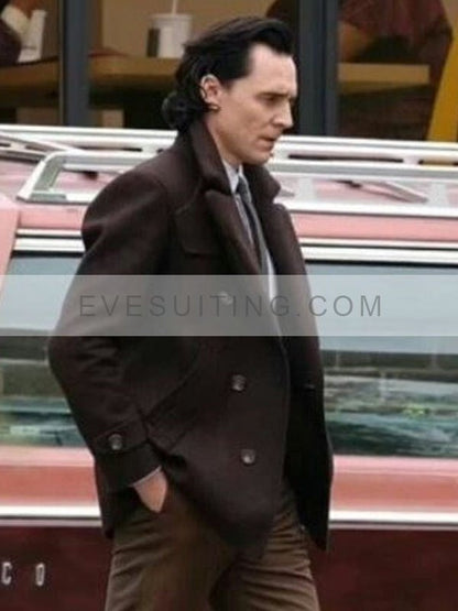 Tom Hiddleston Loki S02 Brown Wool Peacoat