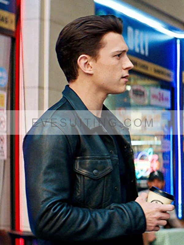Tom Holland Black Leather Jacket