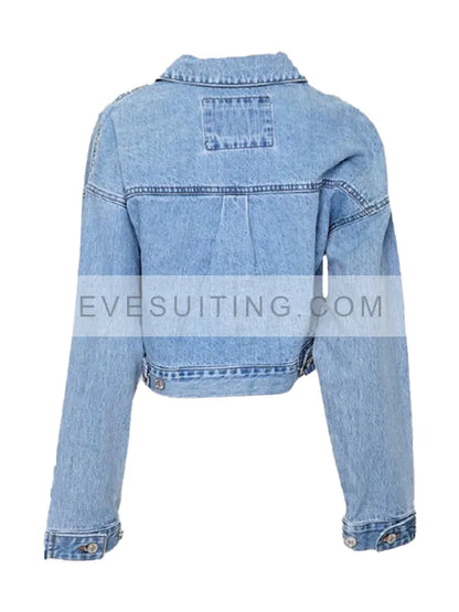 Tv Series Emily In Paris Camille Razat Cropped Denim Blue Jacket