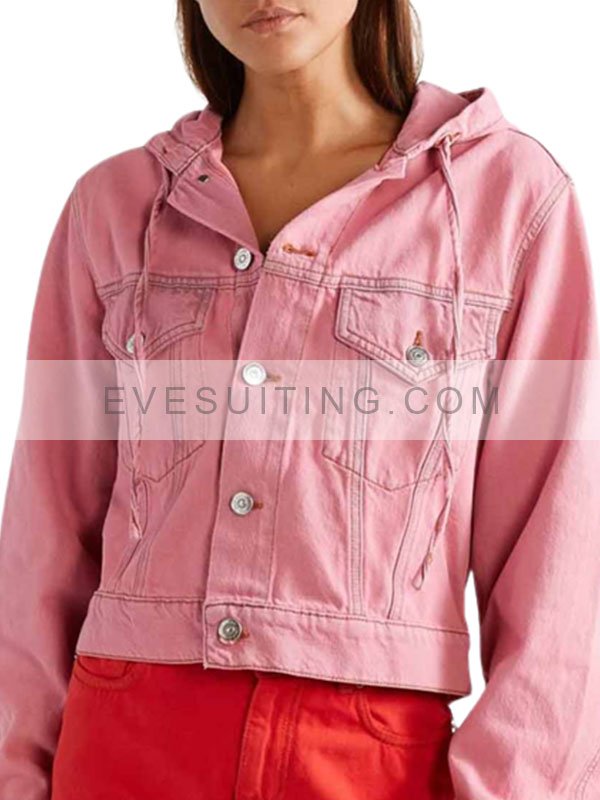 Tv Series Emily In Paris Emily Cooper Pink Hooded Jacket