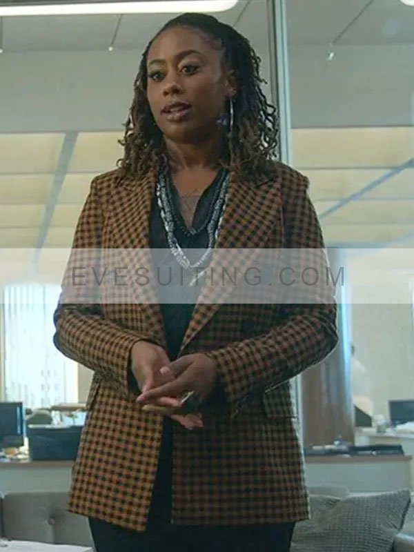 Tv Series Good Trouble S04 Malaika Williams Brown Checked Blazer