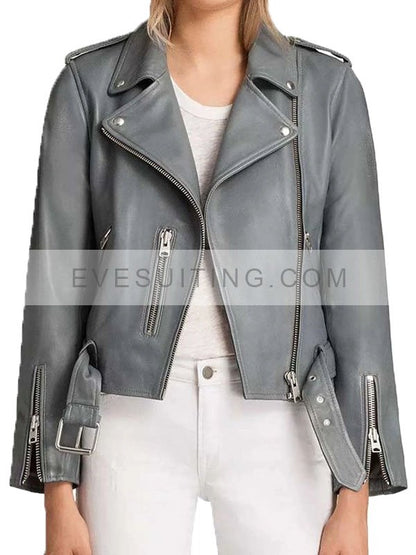 Tv Series The Rookie Nyla Harper Grey Leather Jacket