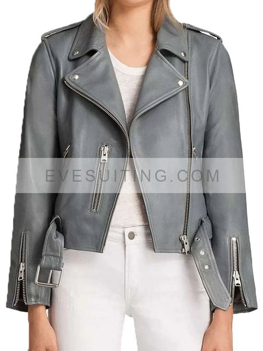 Tv Series The Rookie Nyla Harper Grey Leather Jacket