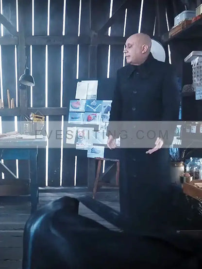 Uncle Fester TV Series Wednesday Fred Armisen Black Long Wool Black Coat
