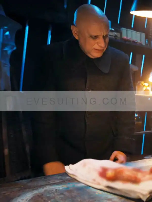 Uncle Fester Wednesday Fred Armisen Black Long Wool Black Coat