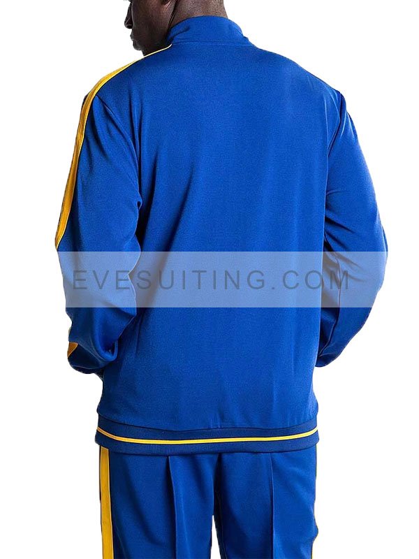 Unisex Angeles Blue Polyester Striped Track Jacket