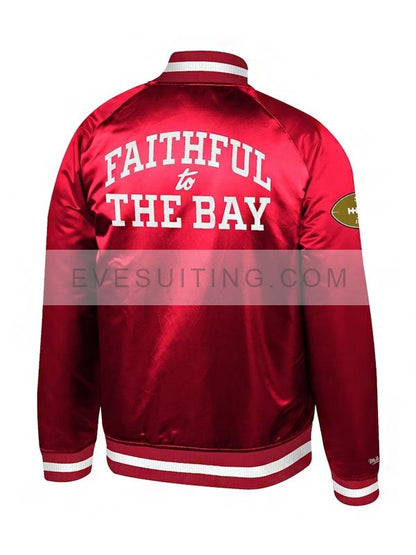 Unisex San Francisco 49ers Mitchell & Ness Faithful To The Bay Satin Red And Golden Jacket