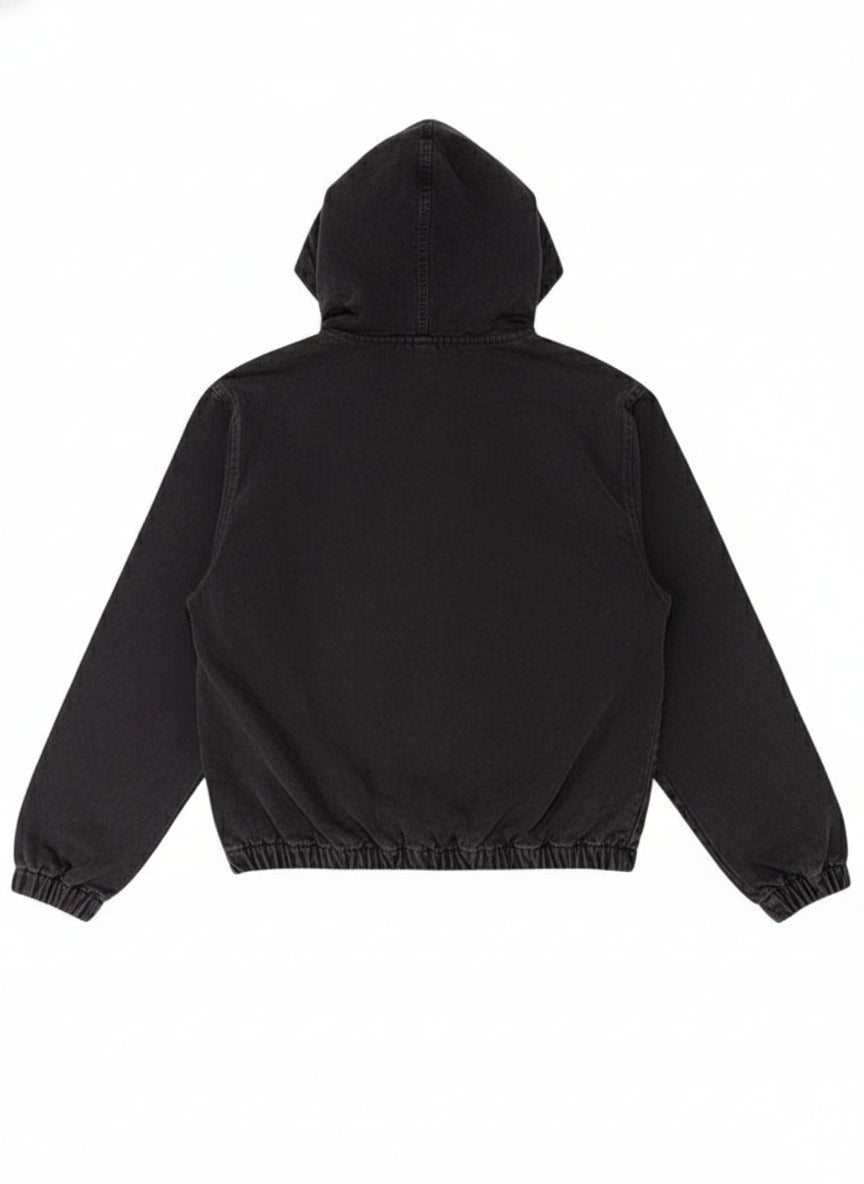 Unisex Stussy Canvas Insulated Work Black Denim Jacket - Recreation