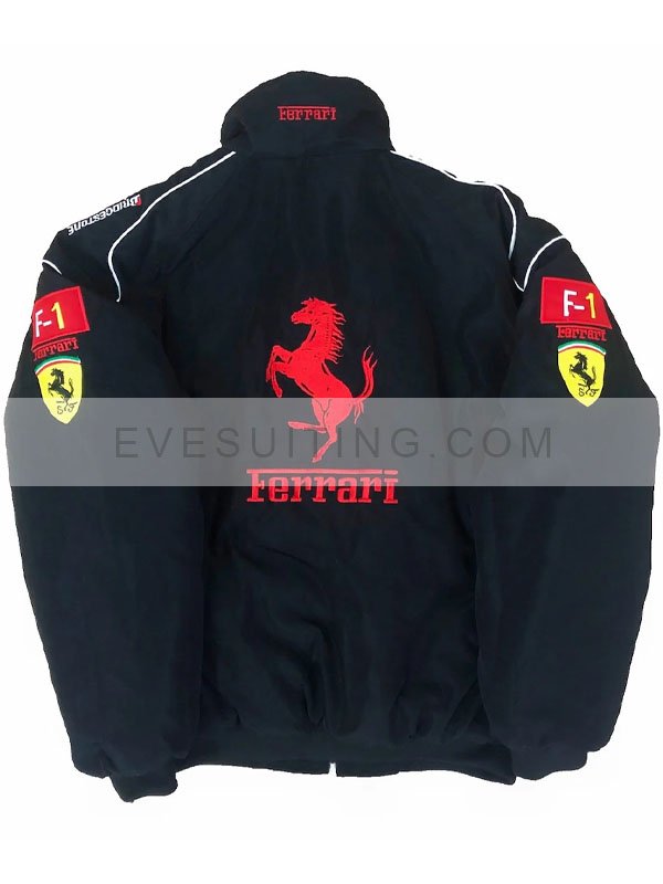 Vintage F1 Ferrari Bomber Black Jacket