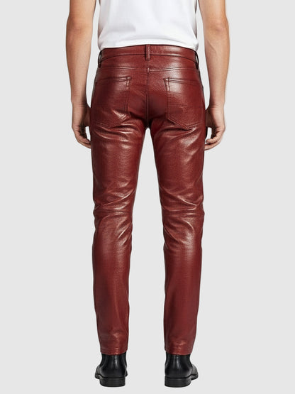 Men's Red Biker Leather Pants