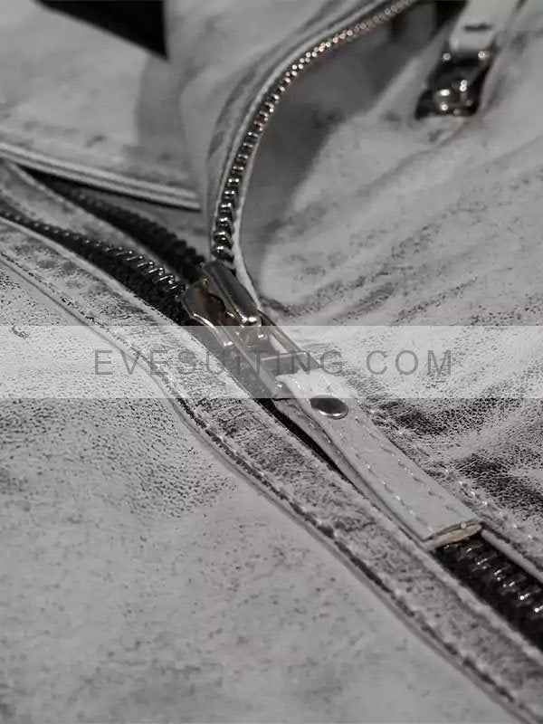 Weathered Smoke Gray Quilted Leather Jacket