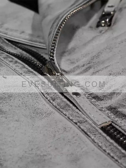 Weathered Smoke Gray Quilted Leather Jacket