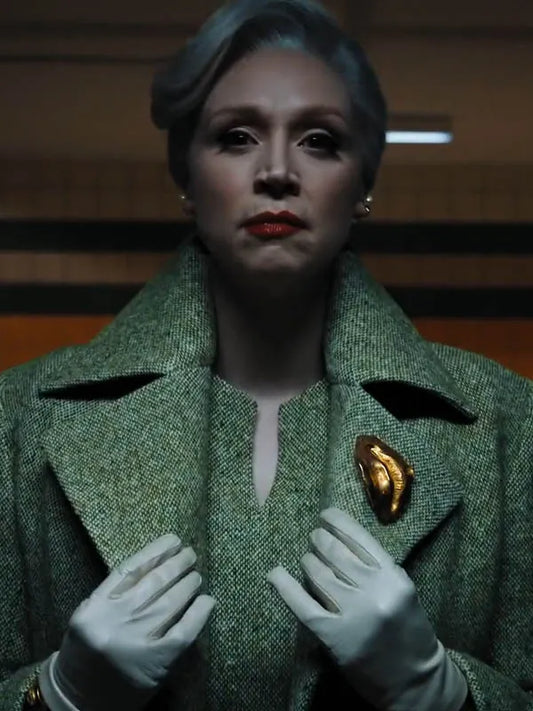 Wednesday Larissa Weems Green Trench Coat