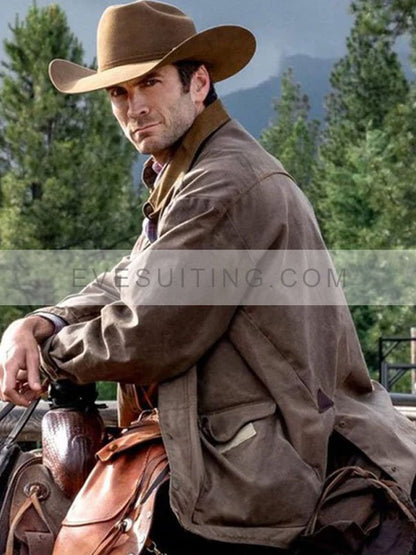 Wes Bentley Yellowstone Jamie Dutton Leather Brown Jacket