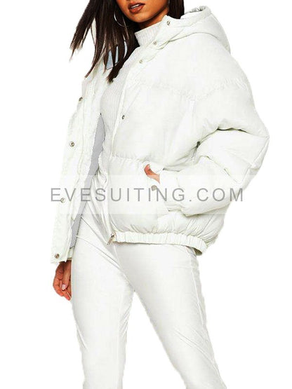 White Reglan Hooded Puffer Jacket