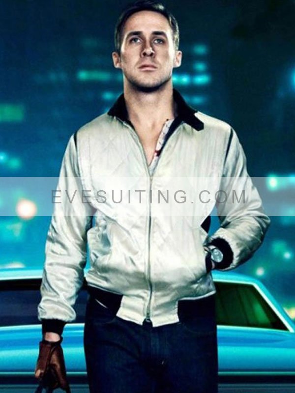 White Ryan Gosling Bomber Scorpion Jacket