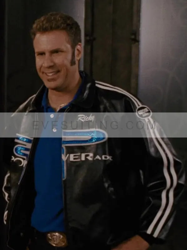 Will Ferrell Talladega Nights The Ballad Of Ricky Bobby Powerade Black Leather Jacket