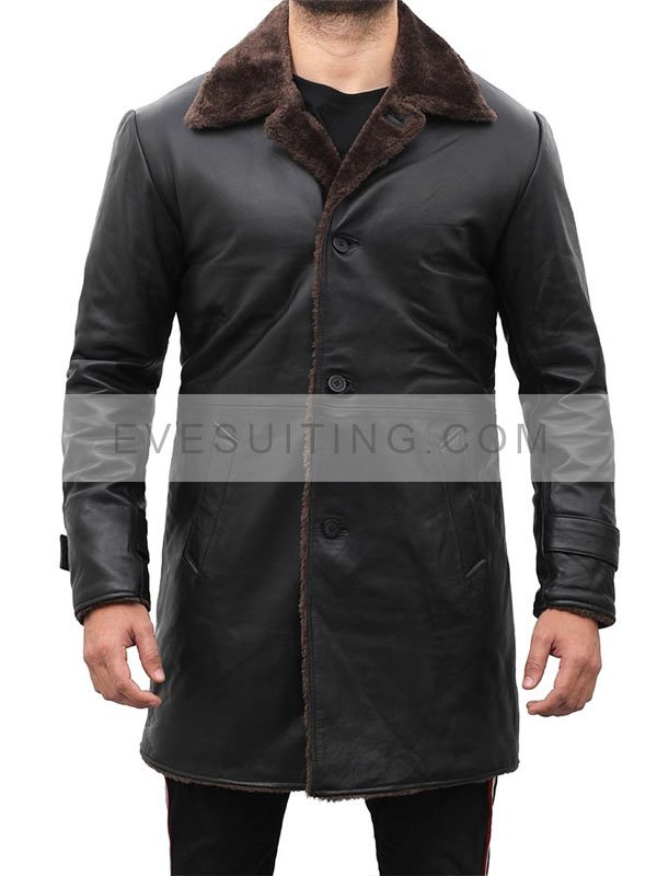 William Black Real Leather Shearling Coat For Winters