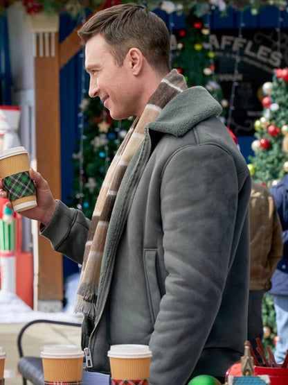 William Movie Scouting For Christmas 2024 Carlo Marks Grey Leather Shearling Jacket
