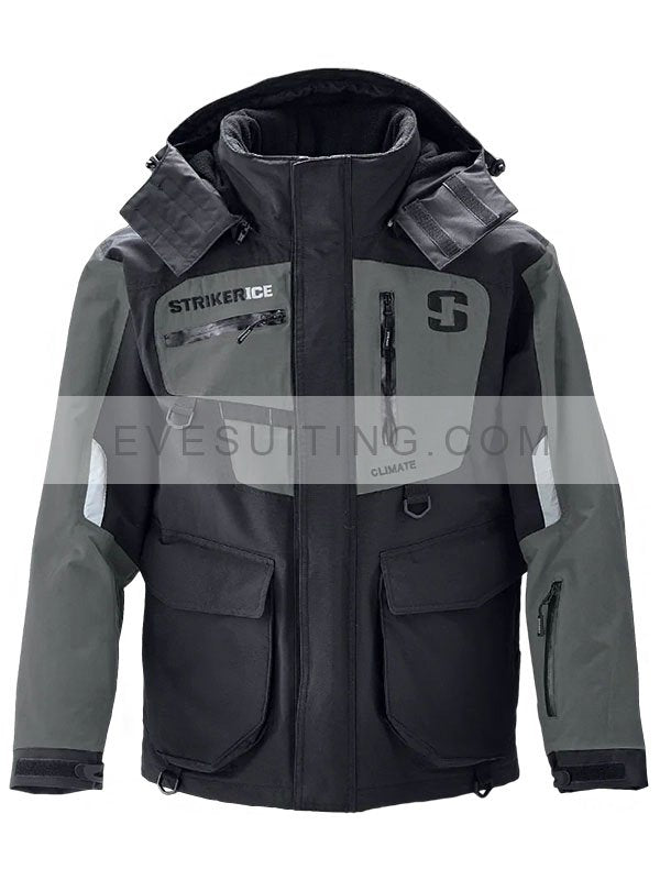 Winter Climate Black And Grey Cotton Jacket