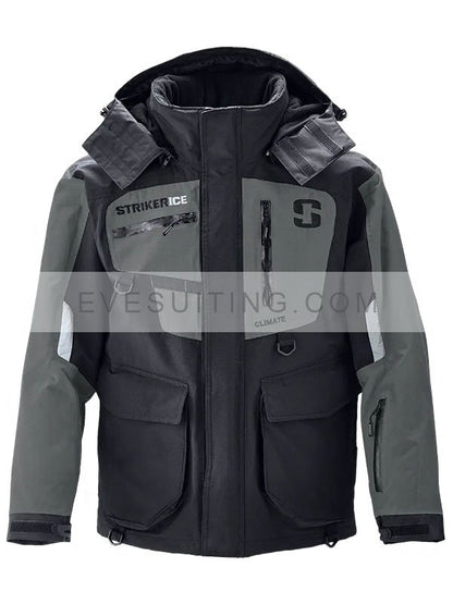 Winter Climate Black And Grey Cotton Jacket